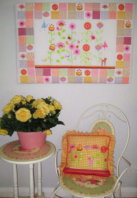Wall Flowers Machine Embroidery Designs by Stitchingart. Cushion
