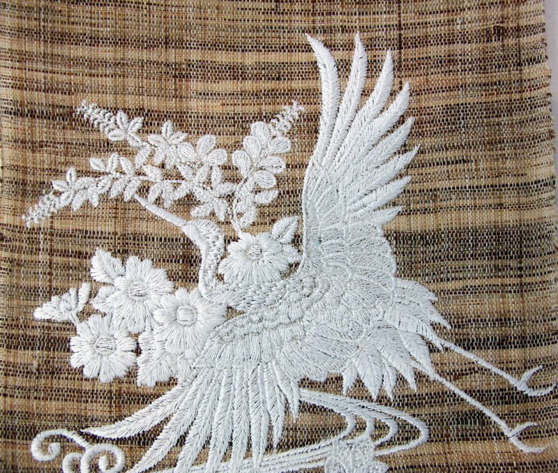 Hiroto Machine Embroidery Designs. Wall Hanging with bird and flowers. Japanese style design