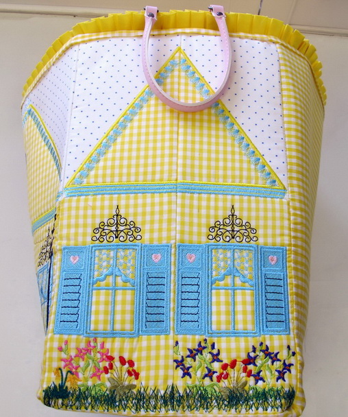 Let's Sew Machine Embroidery Designs. Childrens toy box with houses, windows, georgian style.