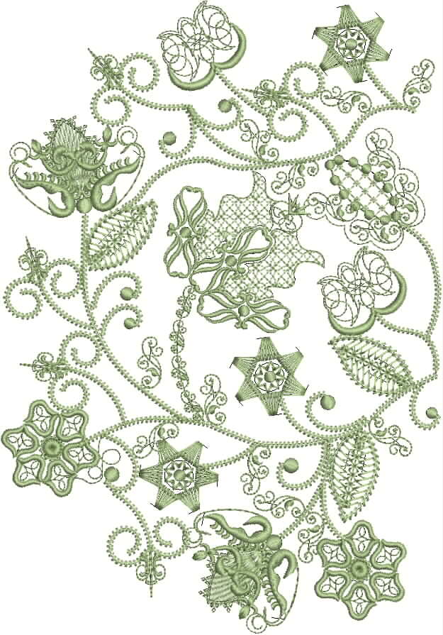 Nature's Bounty Machine Embroidery Designs. Designs included in the machine embroidery design set.