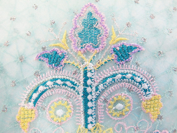 Pastel Machine Embroidery Designs. Beautiful flower in vase wall hanging.