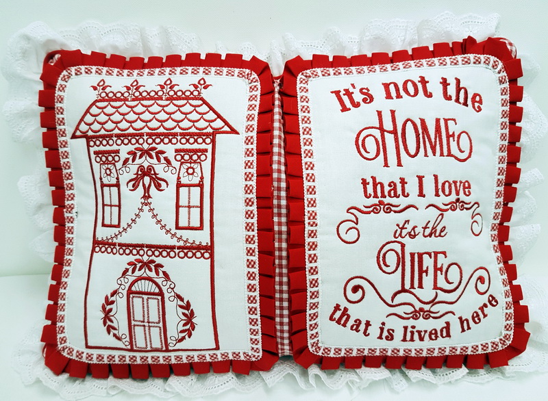 Pillow Talk Machine Embroidery Designs. House, cushion, decorative wall hanging. Its not the home that I love. It's the life that has lived here