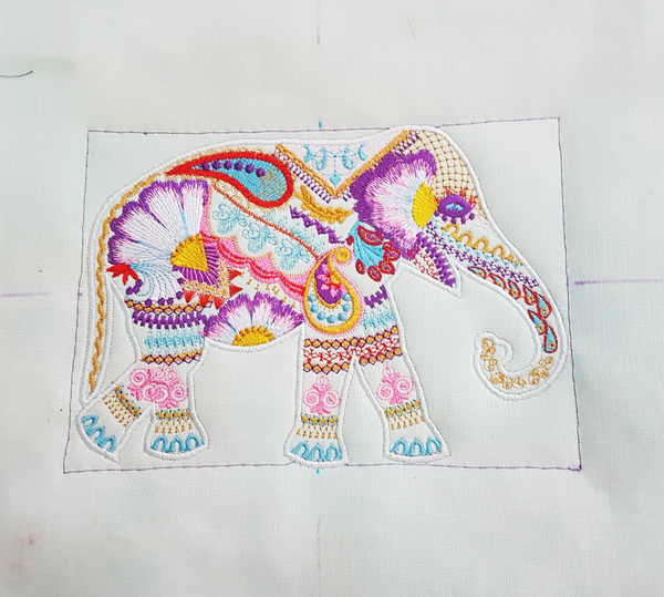 Wild and Free Machine Embroidery Design Instructions. Elephant Cushion