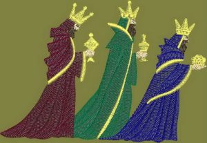 3 Wise Men machine embroidery designs, Christmas wall haning