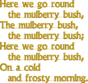 Mulberry Bush, machine embroidery designs, fairy, violin, trumpet, boy, dancing, sailor outfit, artistic, vintage, tree, nursery rhyme, ladies, women, here we go round the mulberry bush, wall hanging, childrens, wall hanging, home decor, homewares, cute, pretty, fun