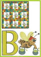 B, banana, bee, abc, alphabet, wall hanging, machine embroidery designs