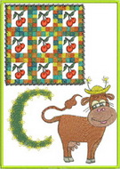 C, cherry, cow, abc, alphabet, wall hanging, machine embroidery designs