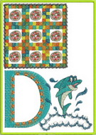 D, dolphin, donut, doughnut, abc, alphabet, wall hanging, machine embroidery designs