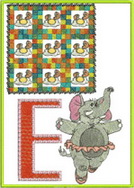 E, elephant, egg, abc, alphabet, wall hanging, machine embroidery designs