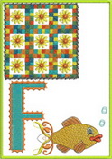 F, fish, flower, abc, alphabet, wall hanging, machine embroidery designs