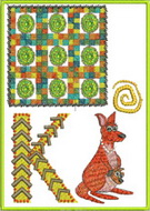 K, kangaroo, kiwi fruit abc, alphabet, wall hanging, machine embroidery designs