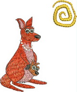 K, kangaroo, kiwi fruit abc, alphabet, wall hanging, machine embroidery designs