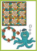 O, octopus, orange, abc, alphabet, wall hanging, machine embroidery designs