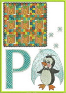 P, penguin, pinapple, abc, alphabet, wall hanging, machine embroidery designs