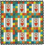 Q, quail, queen of hearts, abc, alphabet, wall hanging, machine embroidery designs