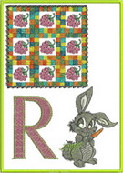 R, rabbit, rasberry, abc, alphabet, wall hanging, machine embroidery designs