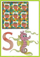 S, seahorse, strawberry, abc, alphabet, wall hanging, machine embroidery designs