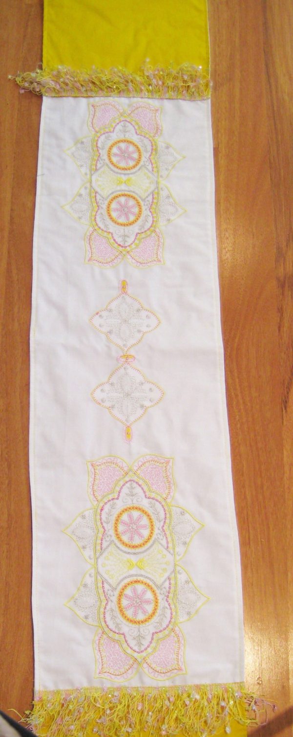 Add a touch bed runner, machine embroidery designs, artistic