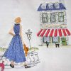 Paris, poodle, eiffel tower, lady walking a Parisian street, machine embroidery designs, clothing, patisserie