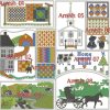 amish, machine embroidery designs, horse, carriage, church, amish children, barn, dairy cow, topiary, home sweet home, flowers, quilts, amish homes, wall hanging,