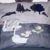 swan, lilly pad, machine embroidery designs, trees, cushion, moon, forest, table runner, bird, swallow, peacock, roses, flowers, floral, artistic, shirt, blouse, pants, clothing, bag, pillow slip