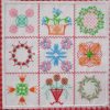 Miniature Baltimore Quilts, machine embroidery designs, flowers, floral, topairy, plants, pot, decorative, artistic, patterns, quilt, wreath, ribbon, heart, love heart, tulip, birds, pot plant, dress, clothing, strawberry