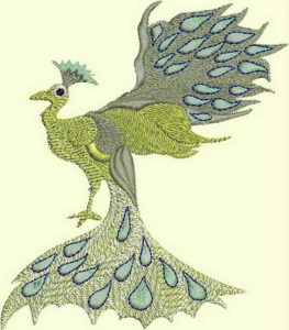 Peacock, bird, machine embroidery designs, bag