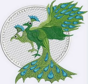 Peacock, bird, machine embroidery designs, bag