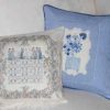 Tulips, floral, flowers, machine embroidery designs, artistic, blue flowers, cushion