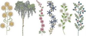 Blooming lovely, mahchine embroidery designs, floral, wall hanging, spring, flowers, trees, daisy, dragonfly, leaves, love birds, sun flowers, wisteria