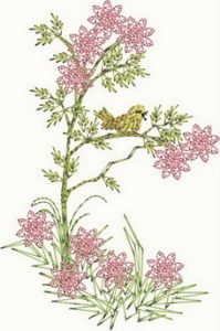 Blooming lovely, mahchine embroidery designs, floral, wall hanging, spring, flowers, trees, daisy, dragonfly, leaves, love birds, sun flowers, wisteria