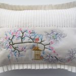 japanese, blossom, tree, bird, bird cage, flowers, floral, cushion, clothing, t-shirt, machine embroidery designs