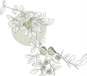 japanese, blossom, tree, bird, bird cage, flowers, floral, cushion, clothing, t-shirt, machine embroidery designs