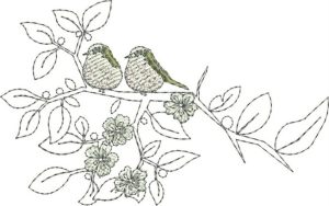 japanese, blossom, tree, bird, bird cage, flowers, floral, cushion, clothing, t-shirt, machine embroidery designs