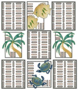 Bula, machine embroidery designs, Fijian, bag, fish, tropical fish, palm tree, turtles, sea turtles, clothing, t-shirts