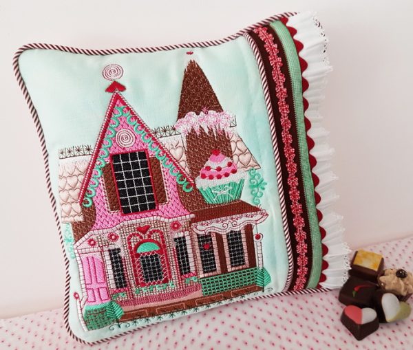 Candy love, machine embroidery designs, cushion, gingerbread house, cupcake, lollies, cherry, bag, purse, wall hanging, childrens, party, decorations,