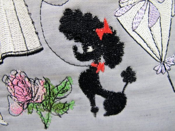 City Slicker, machine embroidery designs, fashion, ladies, bird cage, bird, bag, umbrela, eifell tower, poodle, star, moon, flower, rose, floral, clothing