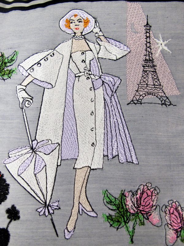 City Slicker, machine embroidery designs, fashion, ladies, bird cage, bird, bag, umbrela, eifell tower, poodle, star, moon, flower, rose, floral, clothing