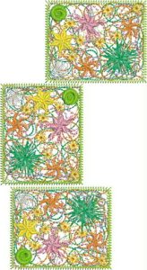 Colour burst, machine embroidery designs, bag, flowers, floral, tablet mat, place mat, artistic, decorative