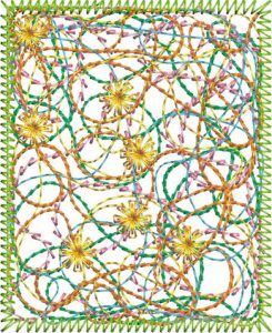 Colour burst, machine embroidery designs, bag, flowers, floral, tablet mat, place mat, artistic, decorative