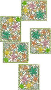 Colour burst, machine embroidery designs, bag, flowers, floral, tablet mat, place mat, artistic, decorative