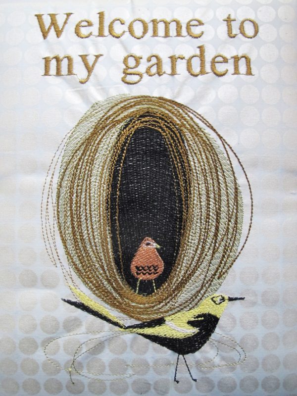 Coming home, machine embroidery designs, birds, bird nest, welcome to my garden, welcome to my home, wall hanging, picture frame