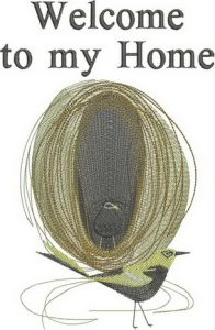 Coming home, machine embroidery designs, birds, bird nest, welcome to my garden, welcome to my home, wall hanging, picture frame