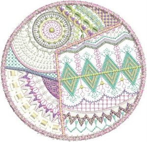 Crazy Patch 3, machine embroidery designs, wall hanging, patchwork, decorative, artistic, heart, floral, flowers, cat, swirls, fun, lovely