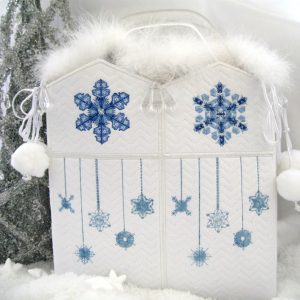 Crystal bag, machine embroidery designs, snowflakes, winter, decorative, artistic, snow, icicles, bag