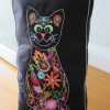 Cuddles the Cat, machine embroidery designs, cat, artistic, decorative, door stopper, pets, floral, flowers, funky, fun