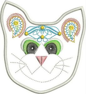 Cuddles the Cat, machine embroidery designs, cat, artistic, decorative, door stopper, pets, floral, flowers, funky, fun