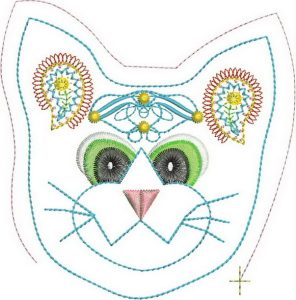 Cuddles the Cat, machine embroidery designs, cat, artistic, decorative, door stopper, pets, floral, flowers, funky, fun