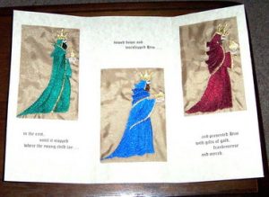 3 Wise Men machine embroidery designs, Christmas wall haning