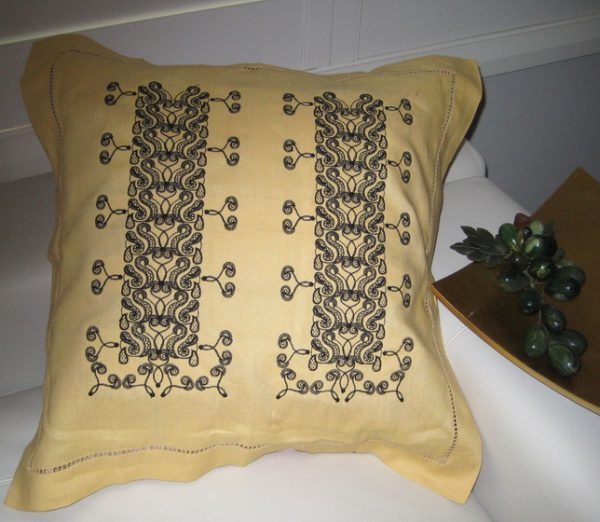 Ebony and Ivory, machine embroidery designs, artistic, decorative, cushion, bag, handbag